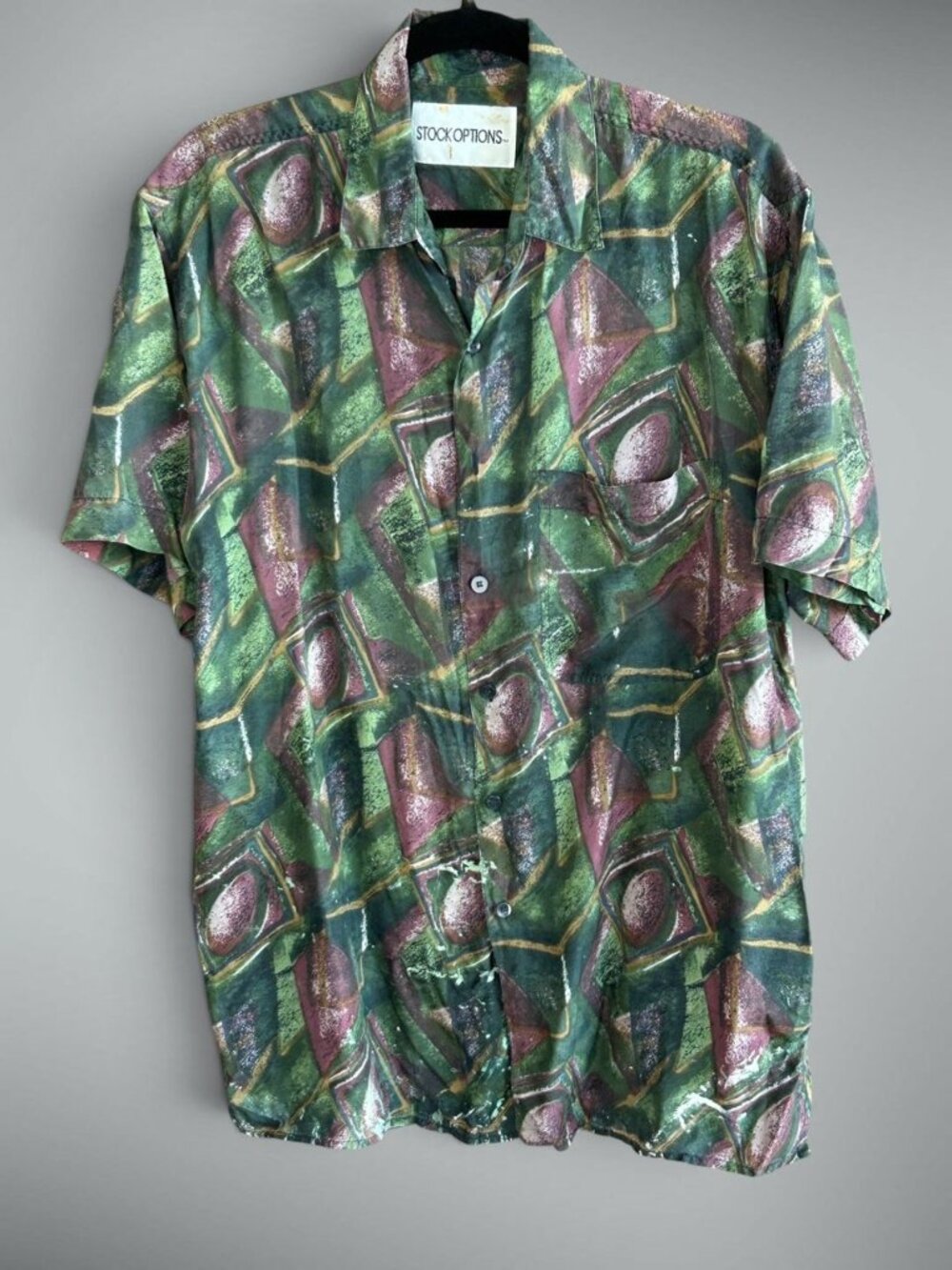 Stock Options by Robert Stock Vintage 100% Silk Disco Shirt Size Medium